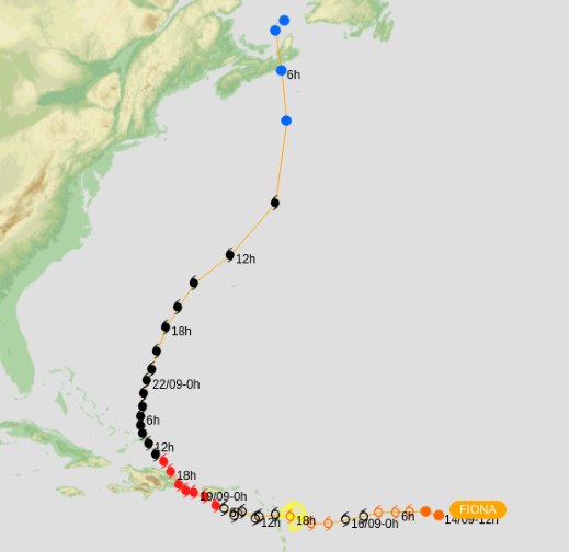 Trajectoire de Fiona